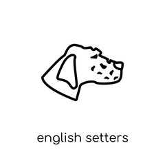 English Setters dog icon. Trendy modern flat linear vector English Setters dog icon on white background from thin line dogs collection