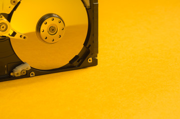 Colorful hdd. open hard disk drive. the concept of data storage. data array. hard drive from the...