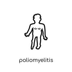 Obraz premium Poliomyelitis icon. Trendy modern flat linear vector Poliomyelitis icon on white background from thin line Diseases collection