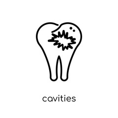 Cavities icon. Trendy modern flat linear vector Cavities icon on white background from thin line Dentist collection