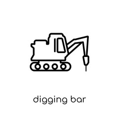 Digging bar icon. Trendy modern flat linear vector Digging bar icon on white background from thin line Construction collection