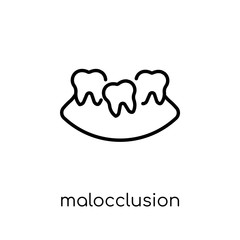Malocclusion icon. Trendy modern flat linear vector Malocclusion icon on white background from thin line Dentist collection