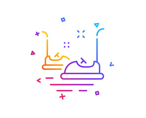 Bumper cars line icon. Amusement park sign. Gradient line button. Bumper cars icon design. Colorful geometric shapes. Vector