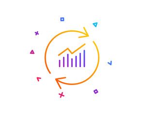 Chart line icon. Update Report graph or Sales growth sign. Analysis and Statistics data symbol. Gradient line button. Update data icon design. Colorful geometric shapes. Vector