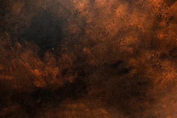Foto op Plexiglas Closeup textured abstract brown background. Scratched vintage copper material © Mayatnikstudio
