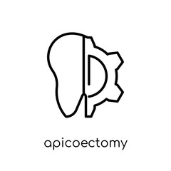 Apicoectomy icon. Trendy modern flat linear vector Apicoectomy icon on white background from thin line Dentist collection