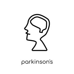 Parkinson's disease icon. Trendy modern flat linear vector Parkinson's disease icon on white background from thin line Diseases collection