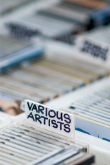 Second hand CDs for sale at street market.