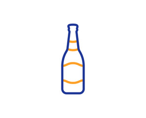 Beer bottle line icon. Pub Craft beer sign. Brewery beverage symbol. Colorful outline concept. Blue and orange thin line color icon. Beer bottle Vector