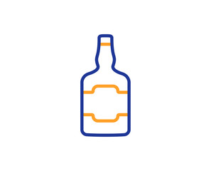 Whiskey bottle line icon. Scotch alcohol sign. Colorful outline concept. Blue and orange thin line color icon. Whiskey bottle Vector