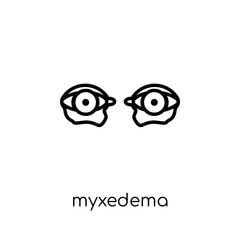 Myxedema icon. Trendy modern flat linear vector Myxedema icon on white background from thin line Diseases collection