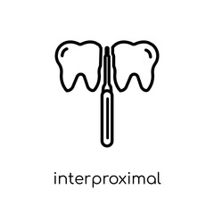 Interproximal icon. Trendy modern flat linear vector Interproximal icon on white background from thin line Dentist collection