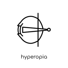Hyperopia icon. Trendy modern flat linear vector Hyperopia icon on white background from thin line Diseases collection
