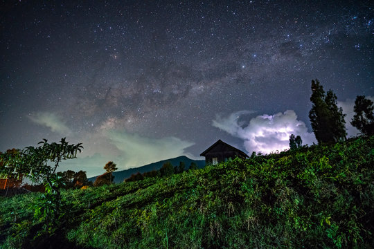 Milky way over potato farm, Cemoro Lawang, Tengger Semeru National Park, Probolinggo, East Java, Indonesia