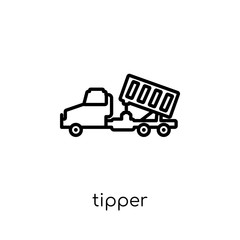 Tipper icon. Trendy modern flat linear vector Tipper icon on white background from thin line Construction collection