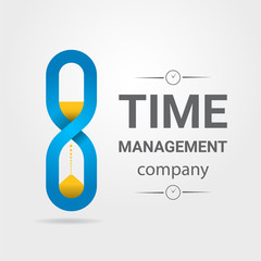 Hourglass made of infinity symbol logotype for time management concept