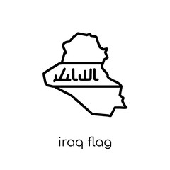 Iraq flag icon. Trendy modern flat linear vector Iraq flag icon on white background from thin line Country Flags collection