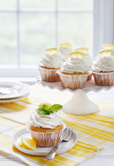 Lemon cupcakes and cakestand