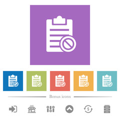 Note disabled flat white icons in square backgrounds