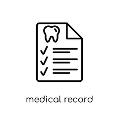 Medical record icon. Trendy modern flat linear vector Medical record icon on white background from thin line Dentist collection