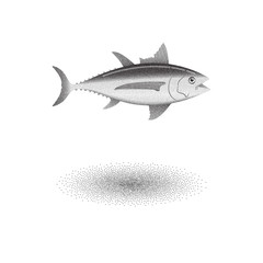 Albacore tuna fish with stipple effect in black and white