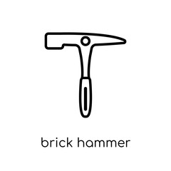 Brick hammer icon. Trendy modern flat linear vector Brick hammer icon on white background from thin line Construction collection