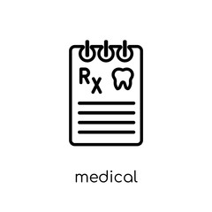 Medical prescription icon. Trendy modern flat linear vector Medical prescription icon on white background from thin line Dentist collection