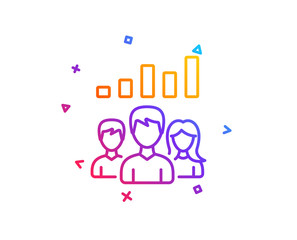 Teamwork results line icon. Group of people sign. Gradient line button. Teamwork results icon design. Colorful geometric shapes. Vector
