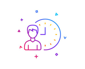 Business project deadline line icon. Working hours or Time management sign. Gradient line button. Working hours icon design. Colorful geometric shapes. Vector