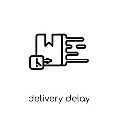 delivery delay icon. Trendy modern flat linear vector delivery delay icon on white background from thin line Delivery and logistic collection, outline vector illustration