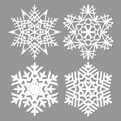 Snowflake isolated on gray background.