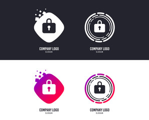 Logotype concept. Lock sign icon. Locker symbol. Logo design. Colorful buttons with icons. Vector