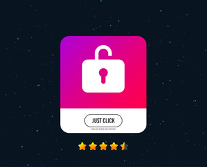 Lock sign icon. Login symbol. Web or internet icon design. Rating stars. Just click button. Vector