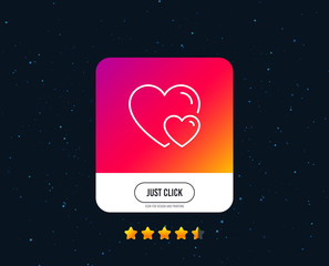 Couple Love line icon. Two Hearts sign. Valentines day symbol. Web or internet line icon design. Rating stars. Just click button. Vector