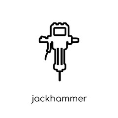 Jackhammer icon. Trendy modern flat linear vector Jackhammer icon on white background from thin line Construction collection