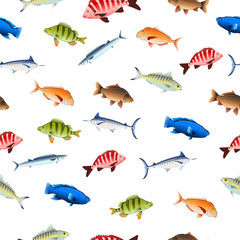Colorful fish seamless pattern