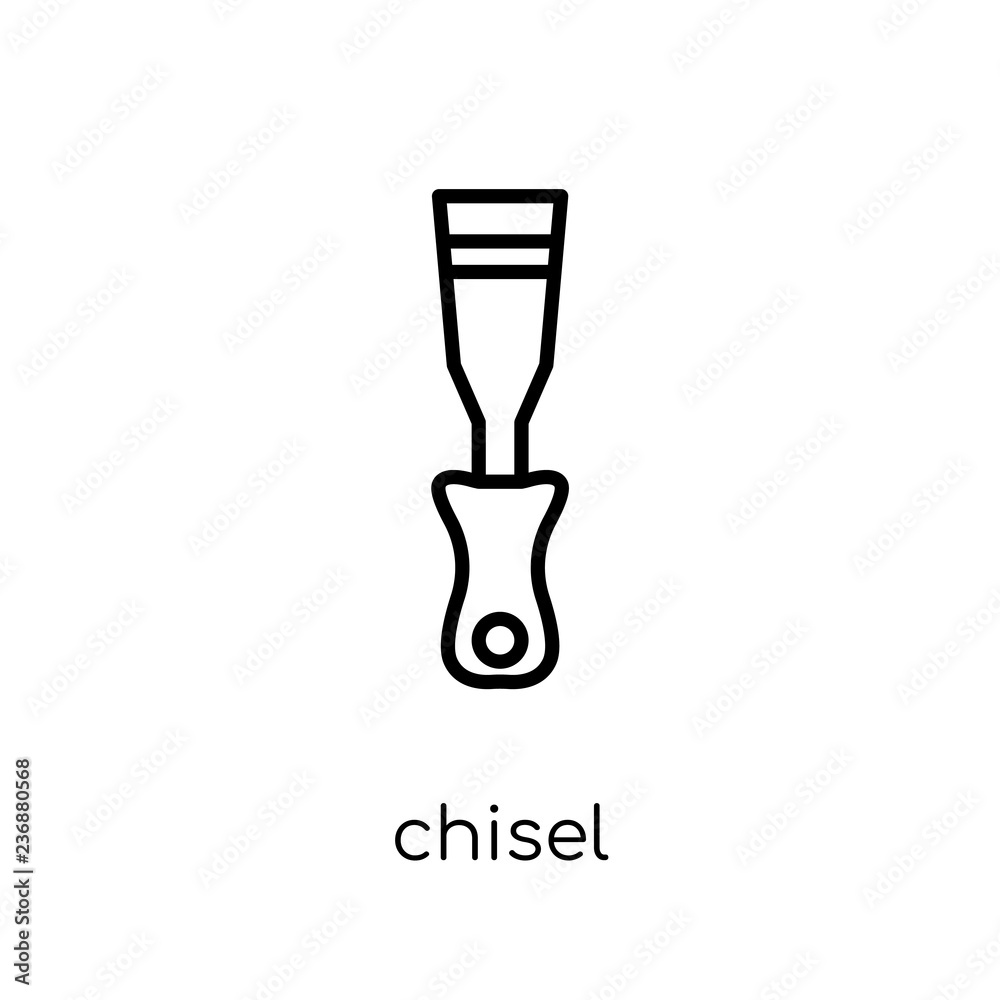 Fototapete chisel icon. trendy modern flat linear vector chisel icon on white background from thin line constru