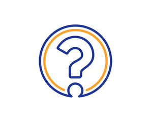 Question mark line icon. Support help sign. FAQ symbol. Colorful outline concept. Blue and orange thin line color icon. Question mark Vector