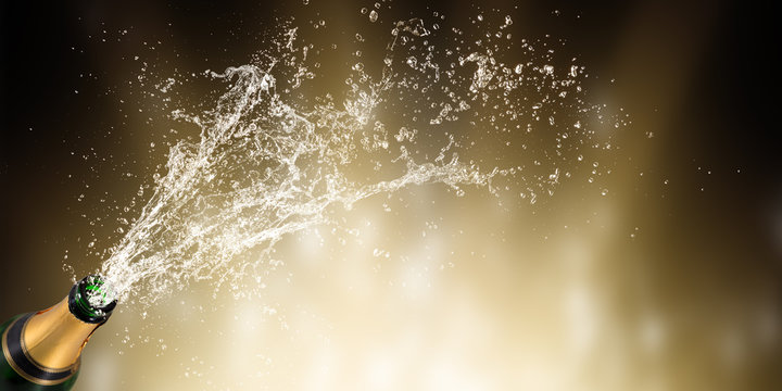 Bottle of champagne, New year or other celebration theme.