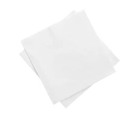 Fototapeten Saubere Papierservietten auf weißem Hintergrund, Ansicht von oben © New Africa