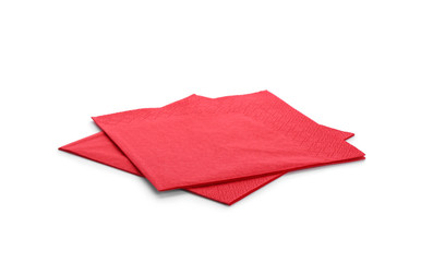 Clean paper napkins on white background. Personal hygiene