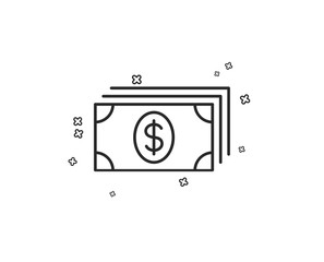 Cash money line icon. Banking currency sign. Dollar or USD symbol. Geometric shapes. Random cross elements. Linear Banking icon design. Vector