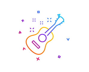 Acoustic guitar line icon. Music sign. Musical instrument symbol. Gradient line button. Guitar icon design. Colorful geometric shapes. Vector