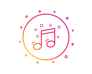 Obraz premium Musical note line icon. Music sign. Gradient pattern line button. Musical note icon design. Geometric shapes. Vector