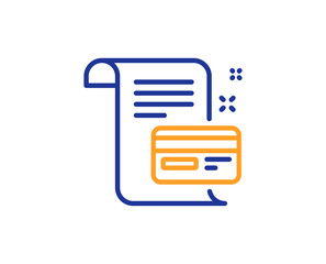 Payment credit card line icon. Money by mail sign. Agreement conditions symbol. Colorful outline concept. Blue and orange thin line color icon. Payment card Vector