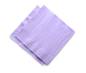 Paper napkins on white background, top view