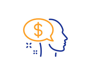 Pay line icon. Think about money sign. Beggar symbol. Colorful outline concept. Blue and orange thin line color icon. Pay Vector