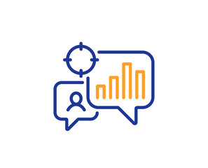 Seo statistics line icon. Search engine optimization sign. Analytics chart symbol. Colorful outline concept. Blue and orange thin line color Seo statistics icon. Vector