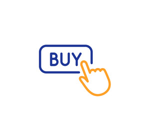 Click to Buy line icon. Online Shopping sign. E-commerce processing symbol. Colorful outline concept. Blue and orange thin line color icon. Buy button Vector