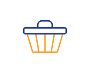 Shopping cart line icon. Online buying sign. Supermarket basket symbol. Colorful outline concept. Blue and orange thin line color icon. Shop cart Vector
